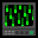 CRT showing green blocks cascading in a vertical pattern