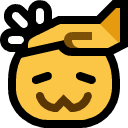 smiley making a relaxed face while being headpatted