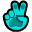 paw hand v sign (cyan)